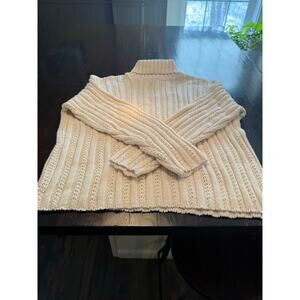 Northeast Knitting Mills Cream Cotton Turtleneck Sweater- USA- S 22